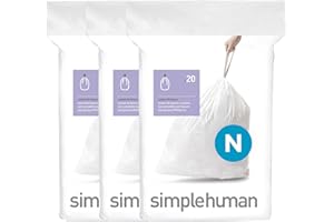 simplehuman CW0262 kod N Custom Fit Bin Liner Opakowanie zbiorcze, białe tworzywo sztuczne (3 opakowania po 20, łącznie 60 wkładek)