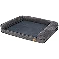 Wisfor Large Dog Sofa Bed: Memory Foam Orthopedic Pet Mattress Cushion - Waterproof Bolster Dog Couch with Pillow and Washable Cover Grey