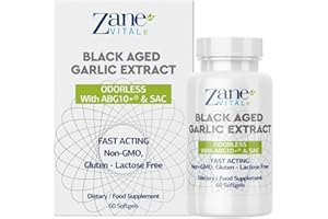 ZANE VITALE Zane - Aged Black Garlic Capsules - Immune System, Blood Pressure and Cholesterol Health Support - Less Odor - More Effective Than Allicin - 60 Capsules Non-GMO, Gluten - Lactose – Paraben Free.