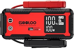 GOOLOO GT6000 Booster Batterie Voiture, 6000A PIC SÉCURISÉ Chargeur Rapide Bi-Directionnel pour Voiture 12V (All Essence, 12 L Diesel), Booster Batterie Portable avec Lampe Torche LED, Écran LED 3,2"