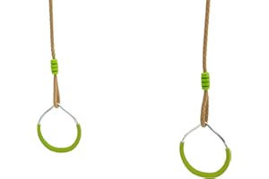 TP Toys Jeu d'Anneaux en Métal - Anneaux de Gymnastique, pour Enfants, 190-250cm, Renforcement Musculaire, Vert