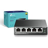TP-Link TL-SG1005P - 5-Port Gigabit Switch (4 PoE+), Plug &amp; Play, QoS | 5 Gigabit ports. 4 PoE+ ports up to 30W. 65W PoE Powe