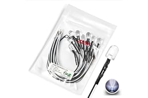 CHANZON [Cavo UL] 20 pezzi 10mm Pre Cablati White Lights diodo led (rotonda trasparente Lens 12V DC) con 560 ohm 1 / 4W Resistenza e 24AWG Wire Indicator Light Emitting Diodes illuminazione 10mmled