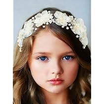 Serre-tête Fille Perles Et Fleurs - Pour Première Communion, Mariage, Demoiselle D'honneur - Accessoire Cheveux Enfant élégant