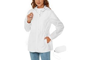 Rapbin Chubasquero para mujer, chaqueta impermeable ligera, abrigo de lluvia para exteriores, gabardina plegable con capucha y bolsillo