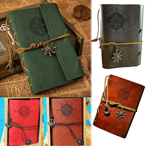 Tinksky Vintage Notizbuch klassische PU Leder Cover Journal Notebook Retro Spirale Ringbuch Tagebuch - 4