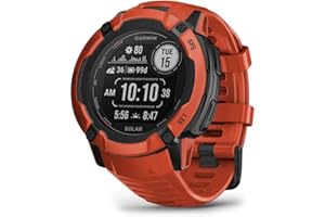Garmin Instinct 2X Solar, Reloj Inteligente con GPS Resistente al Agua, Carga Solar, Funciones Deportivas, Pulsioximetría, Puntuación de Sueño y Notificaciones del Smartphone, Rojo