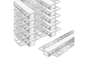 LEDLightsWorld Plaster-in LED Profile, 10 Pack 3.3ft/1M Aluminum LED Profile with Milky Diffuser for 12mm LED Strip, Trimless Plaster Aluminum Profile Channel for Ceiling and Wall