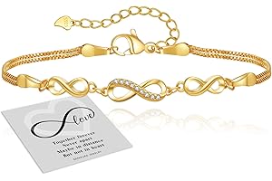 GEMAURA Bransoletka damska, srebro próby 925, z cyrkonią, regulowana bransoletka, złote serce, srebrna bransoletka ze znakiem nieskończoności, bransoletki przyjaźni, biżuteria, prezent dla kobiet