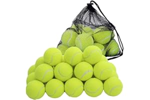 STERUN Tennis Balls with Storage Bag, Thick-Walled Durable Balls for Dogs, Tennis & Cricket, 12 & 24 Pack