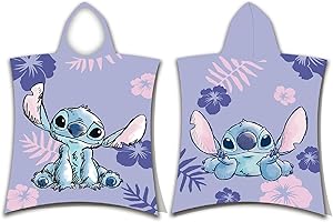 JERRY FABRICS Disney - Poncho De Douche Avec Capuche En Coton lilo Stitch - Violet - 50 X 115 Cm