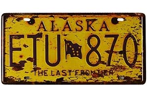 Eureya-Plaque d'immatriculation de Voiture-Décoration Murale Vintage pour Maison, café, Bar, pub, Restaurant, Exposition,6"x12" (Alaska ETU 870)