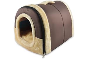 ANPPEX Igloo Dog House, Portable Cat Igloo Bed with Removable Cushion, 2 In 1 Washable Cozy Dog Igloo Bed Cat Cave, Foldable Non-Slip Warm for Pets Puppy Kitten Rabbit