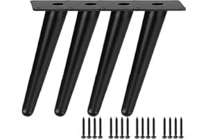 TempFoo Metal Furniture Legs 6 Inch, Oblique Conical Matte Black Furniture Feet for Sofa Cabinet Coffee Table Chair Desk Cupboard Couch Bed Home DIY Projects Modern Minimalist Style