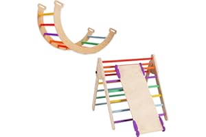 BommJokker Climbing Triangle for Kids Montessori Climber Ladder Slide Toddlers Rock with ramp and arch (colour)