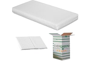 EVERGREENWEB MATERASSI & BEDS EVERGREENWEB - Colchón de Cuna 70x160 cm para Niños, Alto 12 cm + Almohada Personalizada Anti-SUFFOCO Gratis con Funda de Algodón Natural Desfundable Blanca Hipoalergénica Lavable – SYMBA
