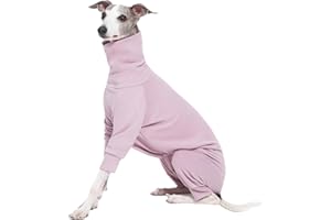 ESCCBOO Accogliente tutina intima in cotone soffice per levrieri italiani, whippet, super morbida e calda pigiama e tuta (L, viola)