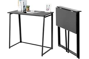 Meuble Cosy Mesa de Ordenador Plegable para Ahorrar Espacio, con Estructura de Acero, para Oficina, Hogar, Puesto de Trabajo, Estilo Escandinavo, Patas de Metal, FáCil Montaje, Negro, 80 X 40 X 74 Cm