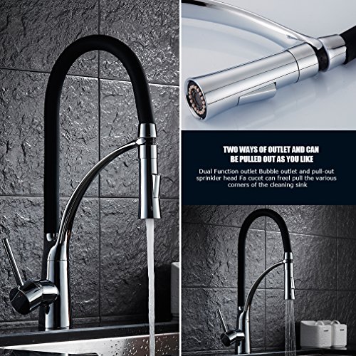 Auralum Schwarz Einhandhebelmischer Küchenarmatur Wasserhahn für 360°drehbar Spültischarmatur KücheWaschbecken Mischbatterie Armatur Chrom - 3