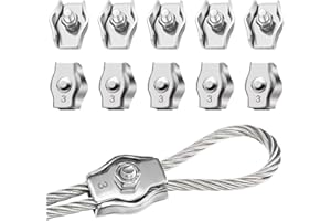 QOMJUFA 10 Piezas Abrazadera de cable de alambre M3, M3 Abrazadera de Cable de Acero Inoxidable 304, Abrazadera de Cable de Cable Clip Símplex para la Fijación de Cables de Acero y Cables