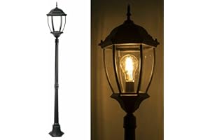 Planetitaly Lampadaire jardin New York 1 lumière E27 pour extérieur lampion hauteur 180 cm IP65 - Couleur Noir