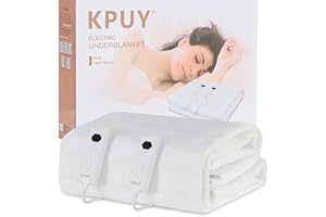 KPUY Premium Dual Control Electric Heated Blankets King Size - Heated Underblankets Bed Warmer with 10 Heat Settings - LED Display - Fast Heat Up - Overheat Protection - Machine Washable - 160x140cm