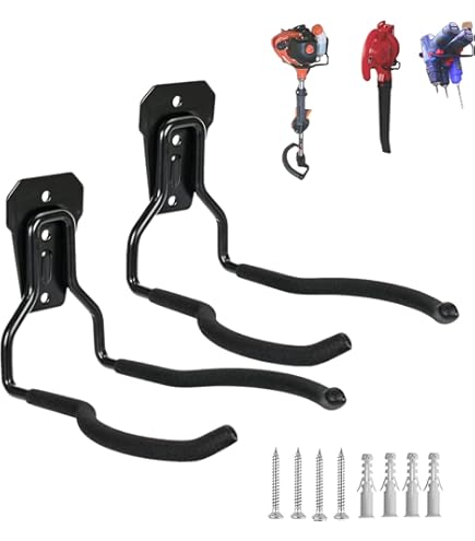 3-H Wandhaken, 6 stuks, wandhouder, bosmaaier, houder, muur, grastrimmer, ophanghaak, zware belasting, garage, haken, opberghaken voor tuingereedschap, bosmaaier, elektrisch gereedschap, ladder