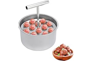 KQDRAVINE Stampo per polpette in acciaio inossidabile, 12 fori, pressa antiaderente per polpette, manuale, per polpette di carne e polpette di gamberetti, L