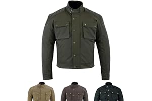 warrior gears Waxed Cotton Motorbike Jackets for Men, Short Body Waterproof Jacket, CE Armoured Motorcycle Jackets for Men, Mens Waxed Jackets Waterproof, Racer Jacket