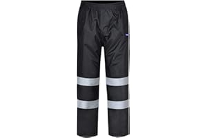 AYKRM Pantaloni Impermeabili da Uomo ad Alta visibilità con Protezione da Pioggia (S, Nero, s)