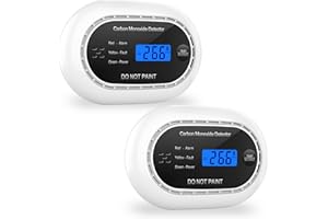XINDUM Carbon Monoxide Detector with LCD Digital Display, CE Certified CO Alarm with Sealed in 10 Year Battery, Standalone Audible CO Detector for Home,Black,2 Pack