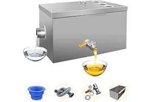FUYAO Top Inlet Commercial Grease Interceptor, Stainless Steel Grease Trap, Under Sink Grease Trap Waste Water Oil-water Separator with Removable Filter Basket, for Restaurant, Canteen,Kitchen