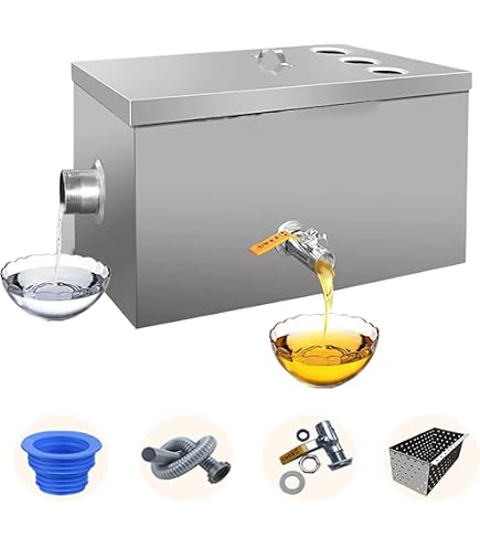Edelstahl Fettabscheider Für Unter Die Spüle – Fettfangbehälter 40x25x23 Cm Mit Ablaufschlauch, Ölauslass & Geruchsverschluss, Ideal Für Küche, Restaurant & Café