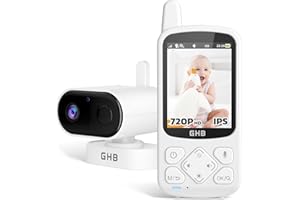 GHB Babyphone mit Kamera Baby Monitor 720P HD Zoom 2000mAh Akku 8 Schlafliedermit VOX Modus Nachtsicht