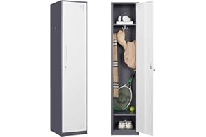 ‎SIGHTLIFE Sightlife Metallspind Storage Cabinet, Stahl Garderobe Locker mit abschließbaren Türen, Metallschrank Office Storage Cabinet mit 2 verstellbaren Regalen und Haken für Haus, Schule (1 Tür)
