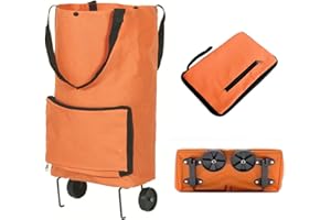 TAOZHUGONG Trolley per la spesa con ruote, pieghevole, carrello della spesa, pieghevole, per supermercati, riutilizzabile, colore arancione