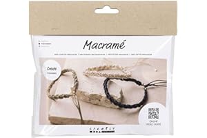 CREATIV Mini Craft Kit Macramé, noir, brun olive, sable, Bracelet, 1 paquet