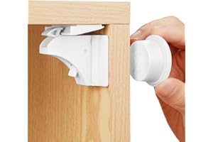 HOTUT Blocca Cassetti Magnetici per Bambini,4 Serrature + 1 Chiave, Serratura Magnetica per Mobili,Senza Trapano,Blocco di Sicurezza Magnetico,Chiusure Sicurezza Bambini per Cassetto e Armadio