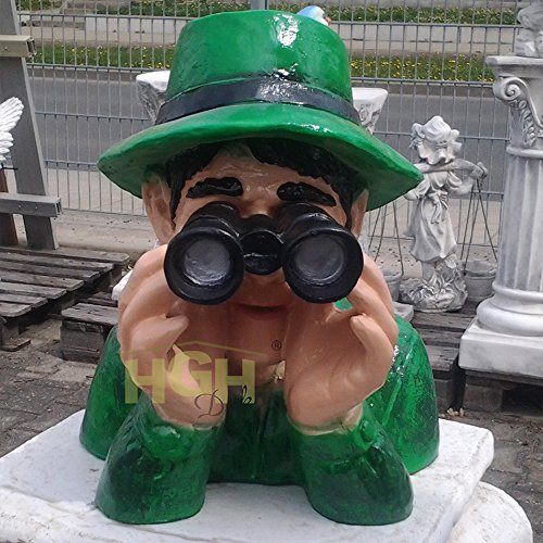 Jäger Förster Figur Waldmann + Fernglas Büste Garten Balkon Dekoration Spanner Kunstharz - 3