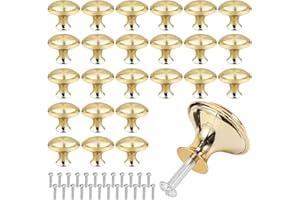 SHANHAIKX Gold Schubladenknopf,25 Packung Goldene Edelstahl Runde Griffe,Schubladengriffe,Schubladenknopf Mit Legierung Installieren Schraube Für Kabinett Schublade Kommode Küche