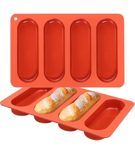 Moule à Baguette Silicone Antiadhésif, Plaque à Pain Long Plaque à Baguette Hot-dog Avec 2 Clips Isolants Et Pinceau à Huile (Gris, Baguette