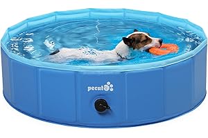 Pecute Hundepool Schwimmbad für Hunde und Katzen, Swimmingpool Hund Planschbecken Hundebadewanne, Faltbarer Pool für Kinder und Hund Katze, S Blau (80 * 20cm,100L)