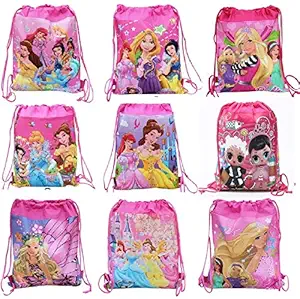 ANG Cartoon Printed Dori Bag for Kids Favor / Haversack Bag | Birthday Party Return Gift for Boys/Girls(Color-Miulti) (Girls, 12)