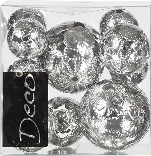 Metallkugeln MARRAKESCH, ca. 28-50 mm. Set 11-tlg. 6x28mm, 3x35mm, 2x50mm. in SILBER -92