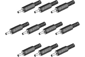 sourcing map 10uds DC Macho Conector 3.5mm x 1.1mm Corriente Cable Enchufe Adaptador Negro