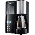 Melitta Optima Timer 100801 Macchina da Caffè Americano a Filtri con Timer e Caraffa in Vetro, Nera, Acciaio Inox, 1,2L