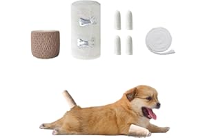 KeaJuidy Hundeschwanzschutz Hundeenden Set Dog Tail Protector Haustier Selbsthaftende Bandage Schweifverband Vet Wrap für Hunde Katzen Haustiere
