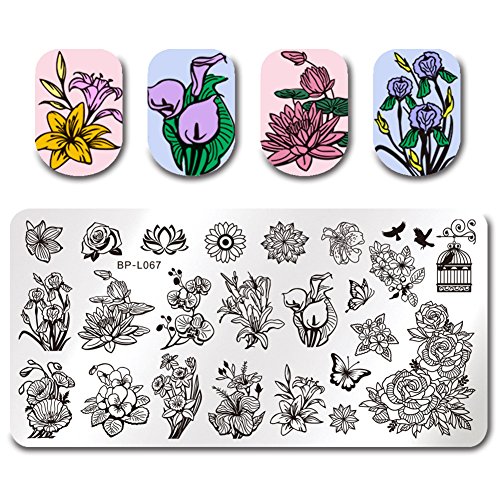 Born Pretty Template Stamping Plate Flower Rectangle Manicure Nail Art Image Plate BPL-67