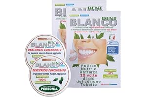 Blancodent 2 Buste + 2 Vasetti, Dentifricio in Polvere Senza Fluoro, Naturale, Sbiancante, Alcalinizzante per Denti Bianchi e Gengive Sane