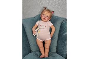 Anano Reborn Puppen aus weichem Silikon, weiblich, 60 cm, Puppen, die wie echte offene Augen aussehen, lebensechte Babypuppe, weiblich, realistische Spielzeugpuppen